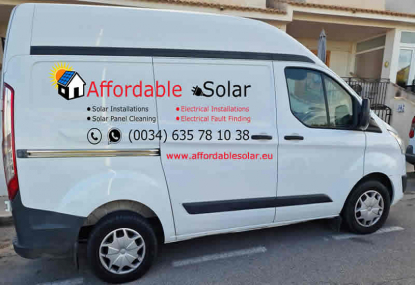 Company car with Affordable Solar and Electrical Services inscription 